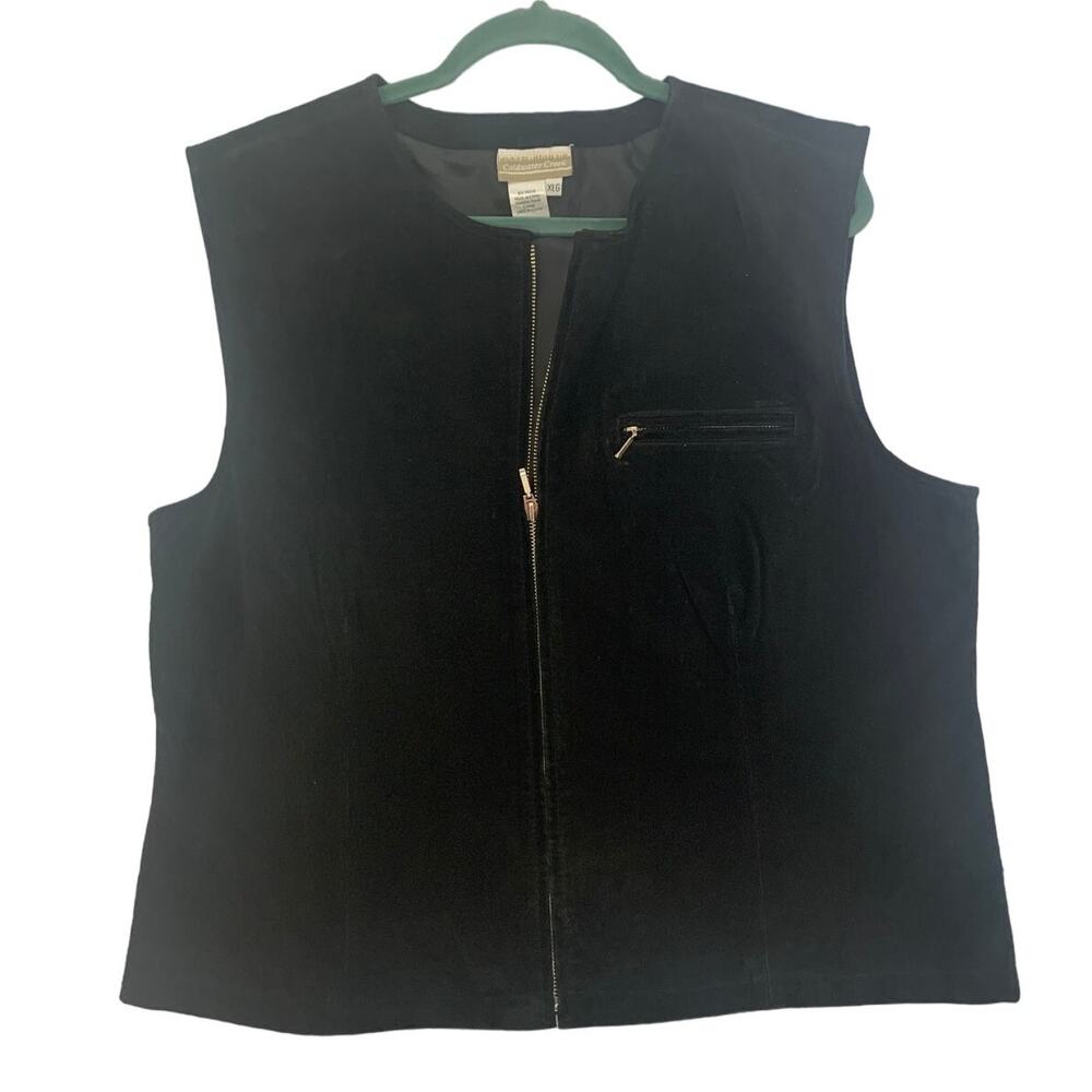 Black Suede Zip up Vest, Size XL